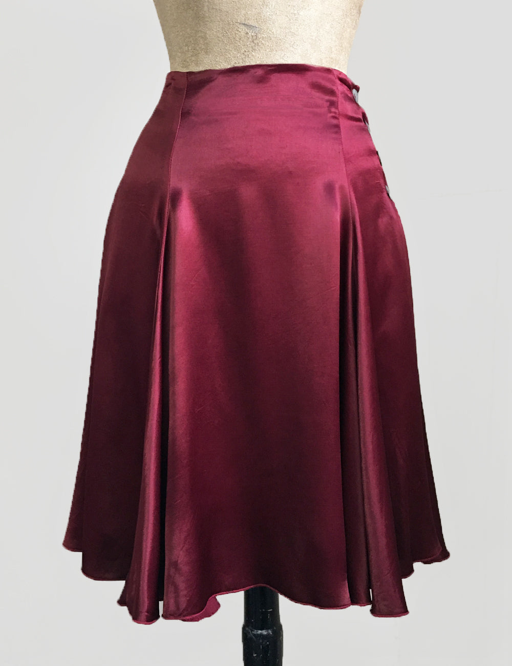 Ruby Red Satin Venice Beach Balboa Circle Swing Skirt