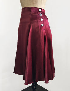 Ruby Red Satin Venice Beach Balboa Circle Swing Skirt