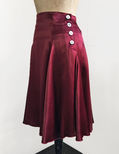 Ruby Red Satin Venice Beach Balboa Circle Swing Skirt