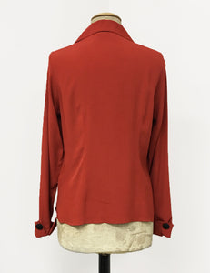 Rust Red 1940s Style Button Up Hepburn Blouse