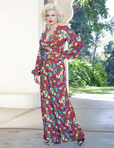 Doris Mayday for Loco Lindo - Rust Red Star of the Sea High Waisted Palazzo Pants