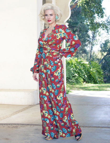 Doris Mayday for Loco Lindo - Rust Red Star of the Sea High Waisted Palazzo Pants
