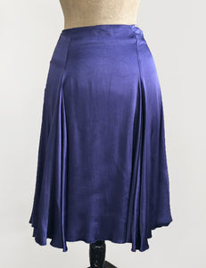 FINAL SALE - Slate Blue Satin Venice Beach Balboa Circle Swing Skirt