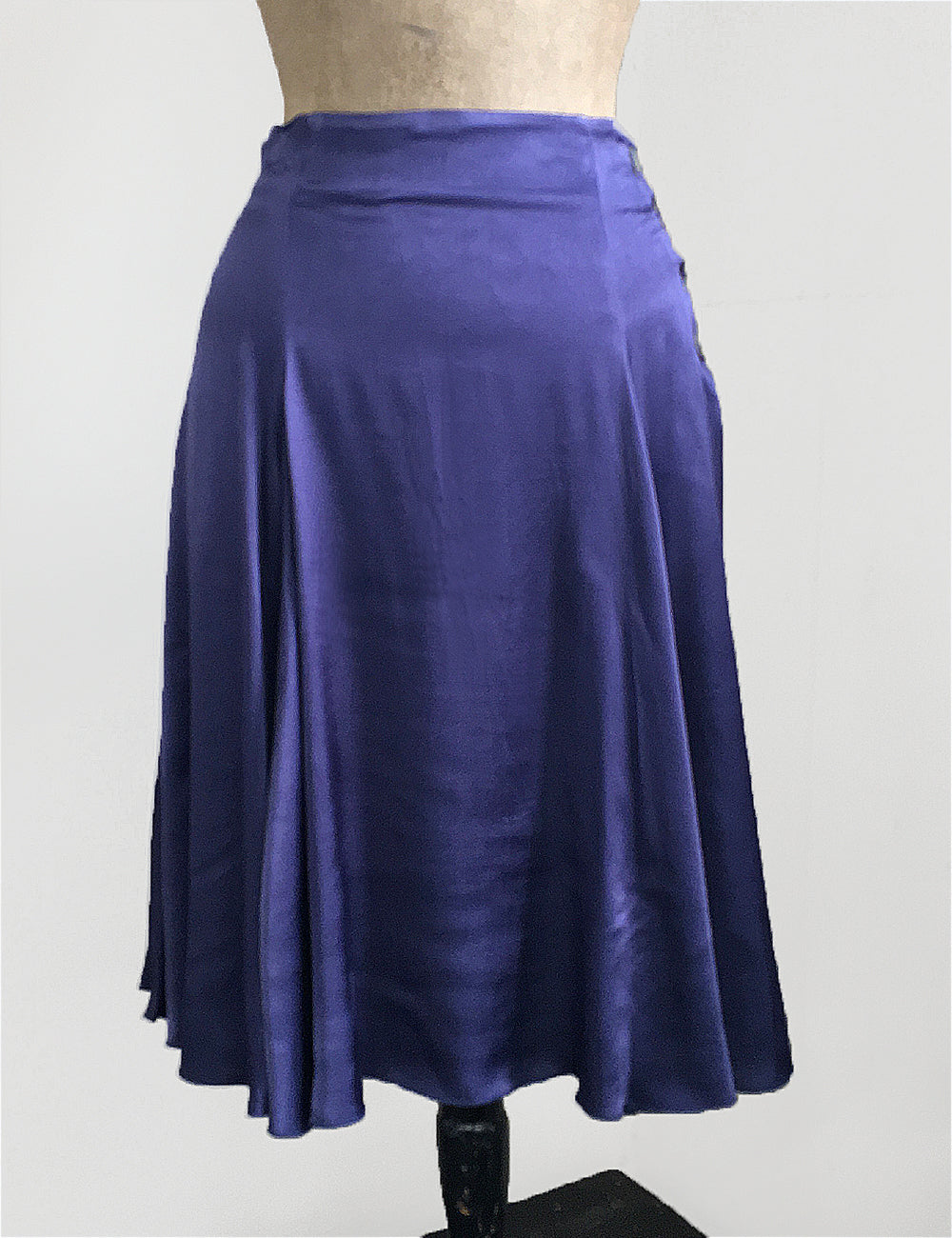 FINAL SALE - Slate Blue Satin Venice Beach Balboa Circle Swing Skirt