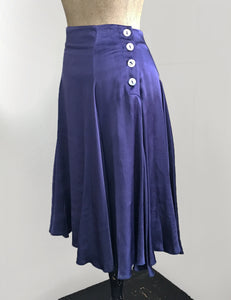 FINAL SALE - Slate Blue Satin Venice Beach Balboa Circle Swing Skirt