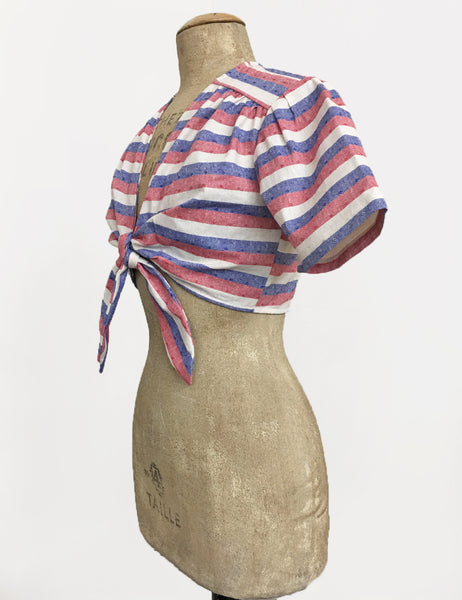 Scout for Loco Lindo Red White & Blue Stripe Americana Daisy Top