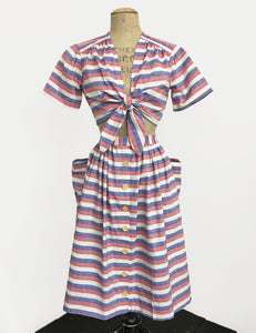 Scout for Loco Lindo Red White & Blue Stripe Americana Daisy Top