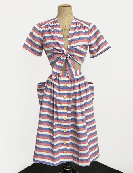 Scout for Loco Lindo Red White & Blue Stripe Americana Daisy Top
