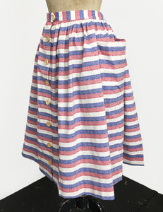 Scout for Loco Lindo Red White & Blue Americana Button Front Petunia Skirt