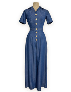 PREORDER - Scout for Loco Lindo Denim Blue Chambray 1940s Pacific Coveralls