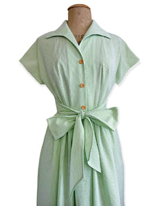 Scout for Loco Lindo 1940s Style Lime Green Seersucker Willow Dress