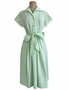 Scout for Loco Lindo 1940s Style Lime Green Seersucker Willow Dress