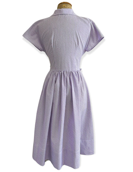 Scout for Loco Lindo 1940s Style Grape Seersucker Willow Dress