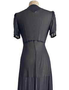 Sheer Black 1930s Long Peignoir Harlow Robe