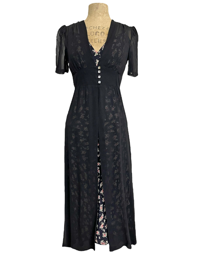 Sheer Black 1930s Long Peignoir Harlow Robe – Loco Lindo