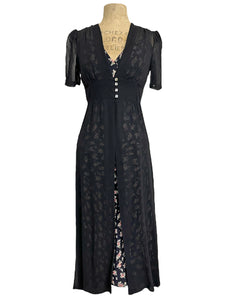 Sheer Black 1930s Long Peignoir Harlow Robe
