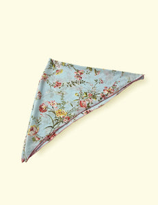 Pink & Blue Floral Large Chiffon Sheer Square Hair & Neck Scarf