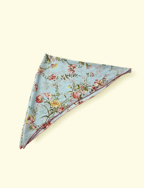 Pink & Blue Floral Large Chiffon Sheer Square Hair & Neck Scarf