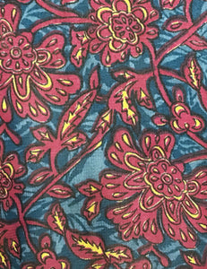Burgundy Deco Floral Sheer Three Quarter Sleeve Vintage Day Dress