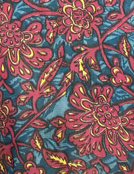 Burgundy Deco Floral Sheer Three Quarter Sleeve Vintage Day Dress