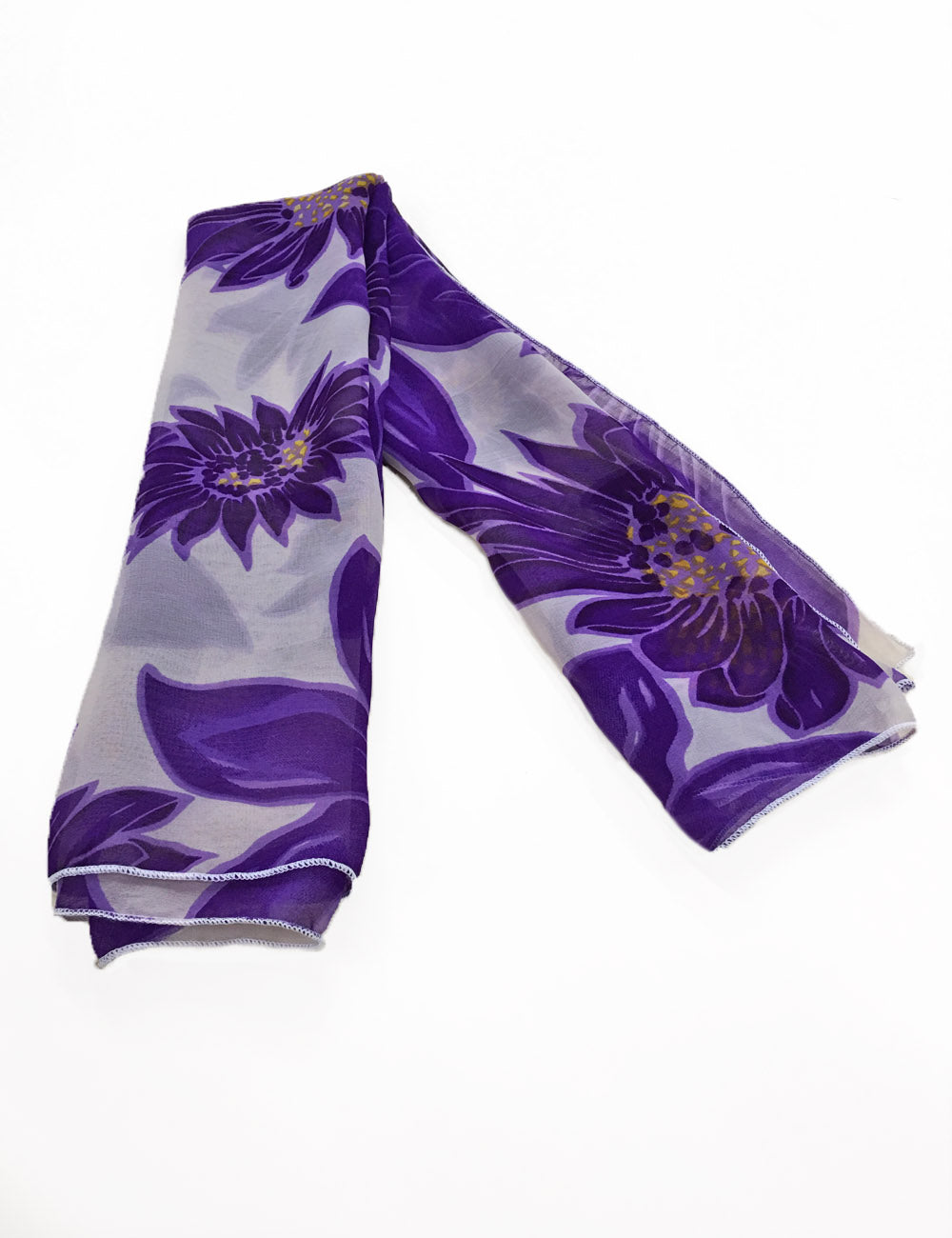 Sheer Purple Floral Square Hair & Neck Scarf