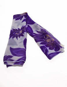 Sheer Purple Floral Square Hair & Neck Scarf