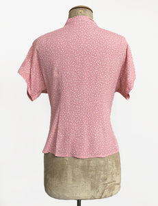 Sweet Pink Pixie Dot Vintage Style Amanda Tie Blouse