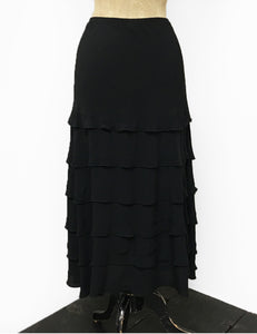 Solid Black Layered Boot Length Cake Skirt