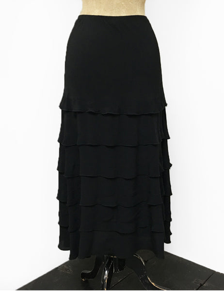 Solid Black Layered Boot Length Cake Skirt