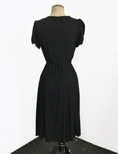 Solid Black Vintage Inspired Knee Length Rita Dress