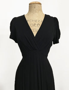 Solid Black Vintage Inspired Knee Length Rita Dress