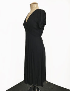Solid Black Vintage Inspired Knee Length Rita Dress