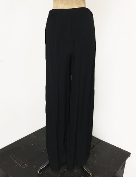 PREORDER - Solid Black Retro 1940s Style High Waisted Palazzo Pants