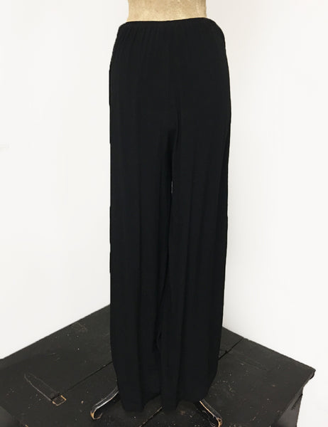 Solid Black Retro 1940s Style High Waisted Palazzo Pants
