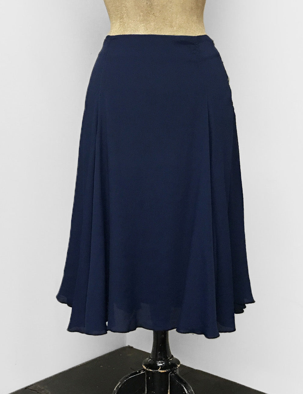 Navy Blue Rayon Crepe Venice Beach Balboa Circle Swing Skirt