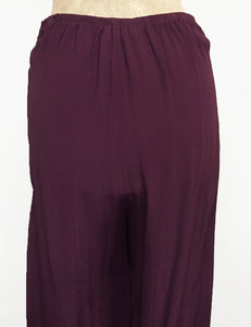 Solid Plum Retro 1940s Style High Waisted Palazzo Pants