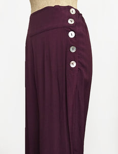 Solid Plum Retro 1940s Style High Waisted Palazzo Pants