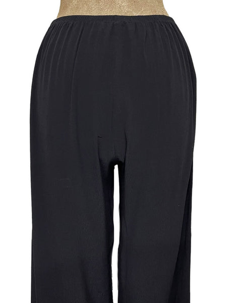 Solid Black 1930s Style Louise Lounge Capri Pant
