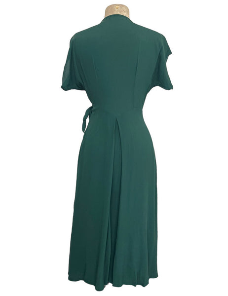 Evergreen 1940s Inspired Cascade Wrap Dress