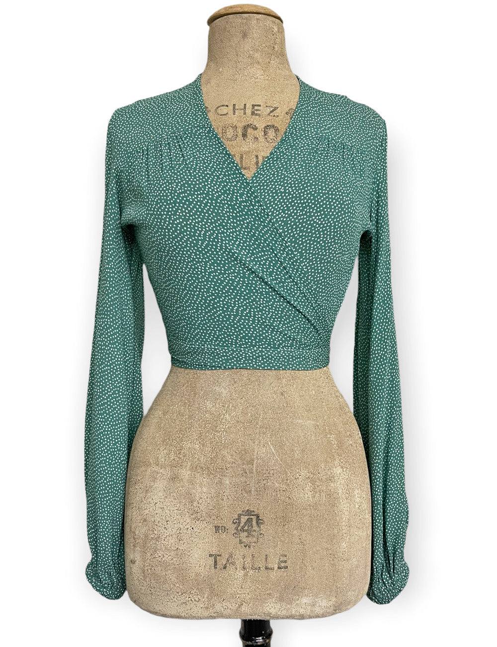 Spearmint Pixie Dot Babaloo Drama Sleeve Wrap Top