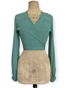 Spearmint Pixie Dot Babaloo Drama Sleeve Wrap Top