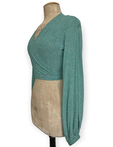 Spearmint Pixie Dot Babaloo Drama Sleeve Wrap Top