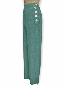 Spearmint Green Pixie Dot 1940s Style High Waisted Palazzo Pants