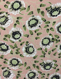 Sweet Pink & Green Pansy Floral Print 1930s Venice Beach Balboa Swing Dress
