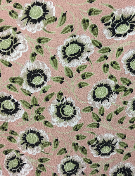 Sweet Pink & Green Pansy Floral Print 1930s Venice Beach Balboa Swing Dress