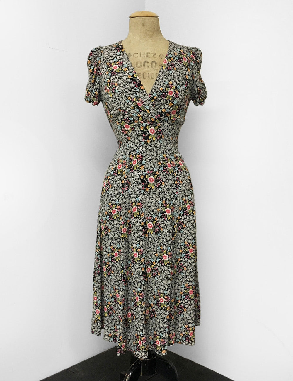 Colorful Sweet Ragtime Floral Print Retro Rita Dress - FINAL SALE