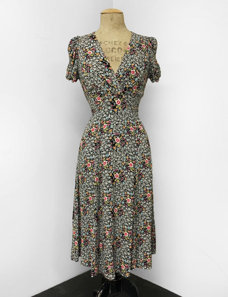 Colorful Sweet Ragtime Floral Print Retro Rita Dress - FINAL SALE