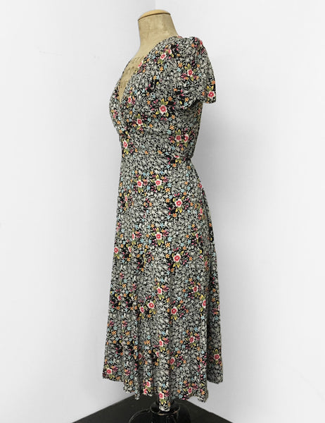 Colorful Sweet Ragtime Floral Print Retro Rita Dress - FINAL SALE