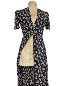 Sweet Corsage Floral 1930s Long Peignoir Harlow Robe