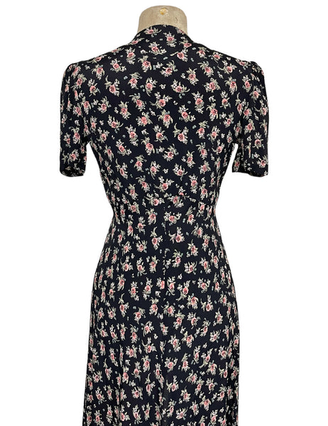 Sweet Corsage Floral 1930s Long Peignoir Harlow Robe